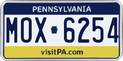 PA license plate MOX6254