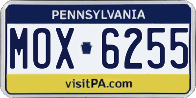 PA license plate MOX6255