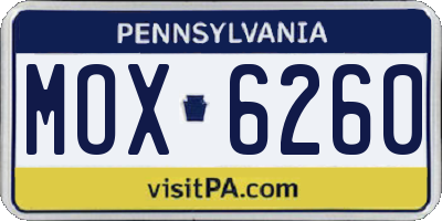 PA license plate MOX6260