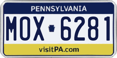 PA license plate MOX6281