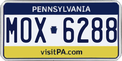 PA license plate MOX6288
