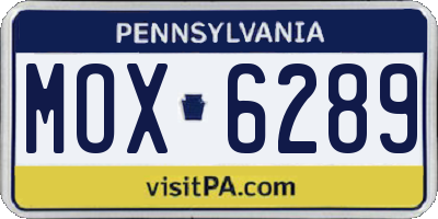 PA license plate MOX6289