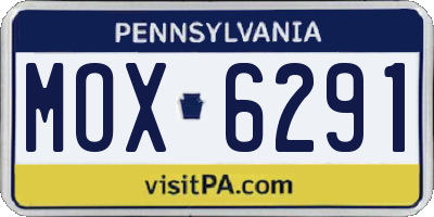 PA license plate MOX6291