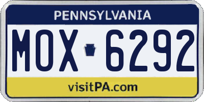 PA license plate MOX6292