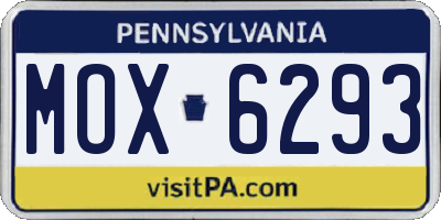 PA license plate MOX6293