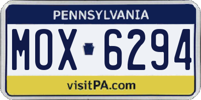 PA license plate MOX6294