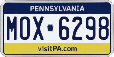 PA license plate MOX6298