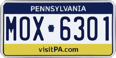 PA license plate MOX6301