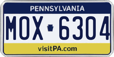 PA license plate MOX6304