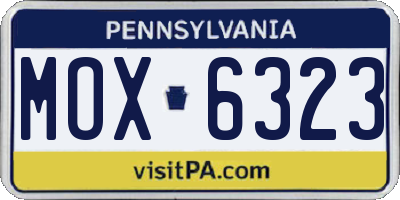 PA license plate MOX6323