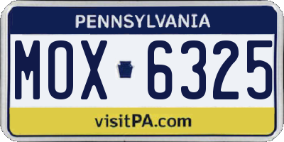 PA license plate MOX6325