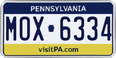 PA license plate MOX6334