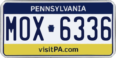 PA license plate MOX6336