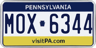 PA license plate MOX6344