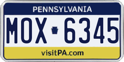 PA license plate MOX6345