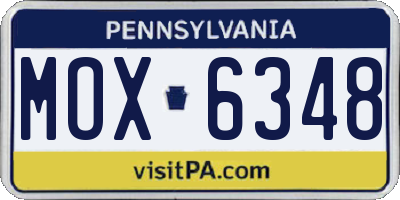 PA license plate MOX6348