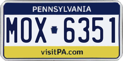 PA license plate MOX6351