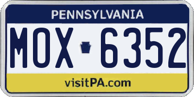 PA license plate MOX6352