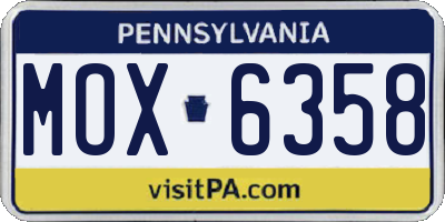PA license plate MOX6358
