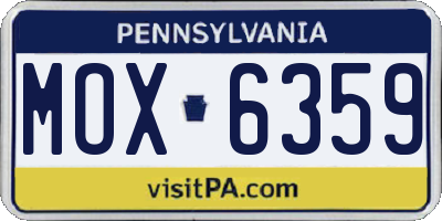 PA license plate MOX6359