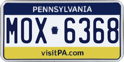 PA license plate MOX6368