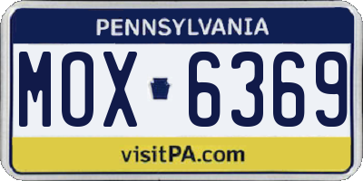 PA license plate MOX6369