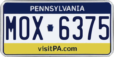 PA license plate MOX6375