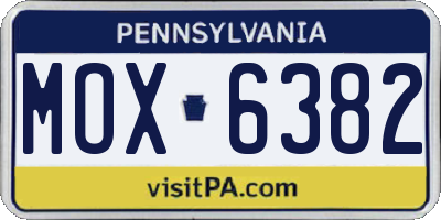 PA license plate MOX6382