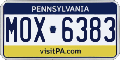 PA license plate MOX6383