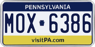 PA license plate MOX6386