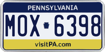 PA license plate MOX6398