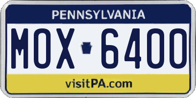 PA license plate MOX6400