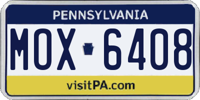 PA license plate MOX6408