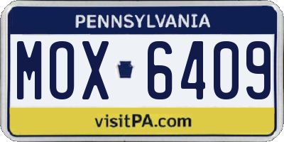 PA license plate MOX6409