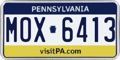 PA license plate MOX6413