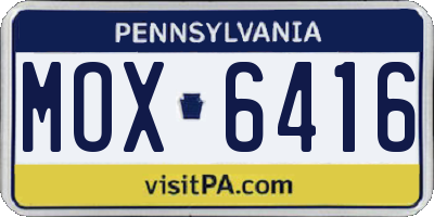PA license plate MOX6416