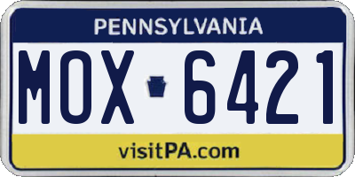 PA license plate MOX6421