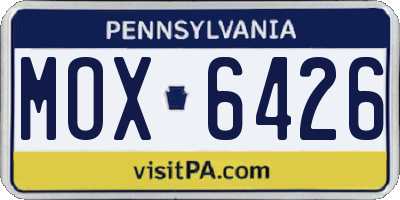 PA license plate MOX6426