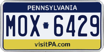 PA license plate MOX6429