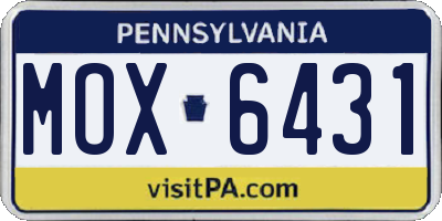 PA license plate MOX6431