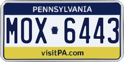 PA license plate MOX6443
