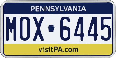 PA license plate MOX6445