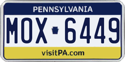 PA license plate MOX6449