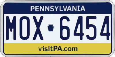 PA license plate MOX6454