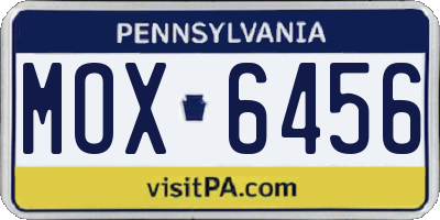 PA license plate MOX6456