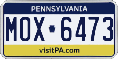 PA license plate MOX6473