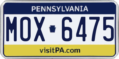 PA license plate MOX6475