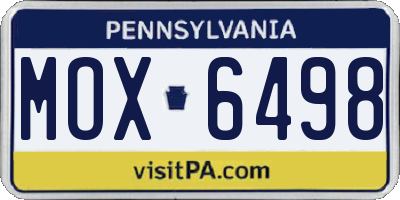 PA license plate MOX6498