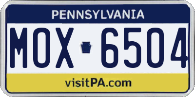 PA license plate MOX6504