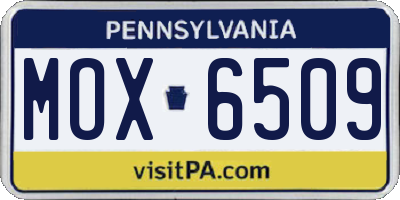 PA license plate MOX6509